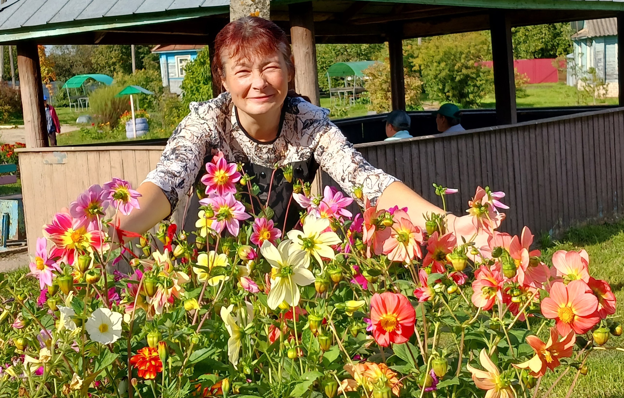 Пышные клумбы в ярких расцветках цветов: георгины, бархатцы, петуньи, космея украшают территорию учреждения и поднимают настроение нашим подопечным и сотрудникам.
